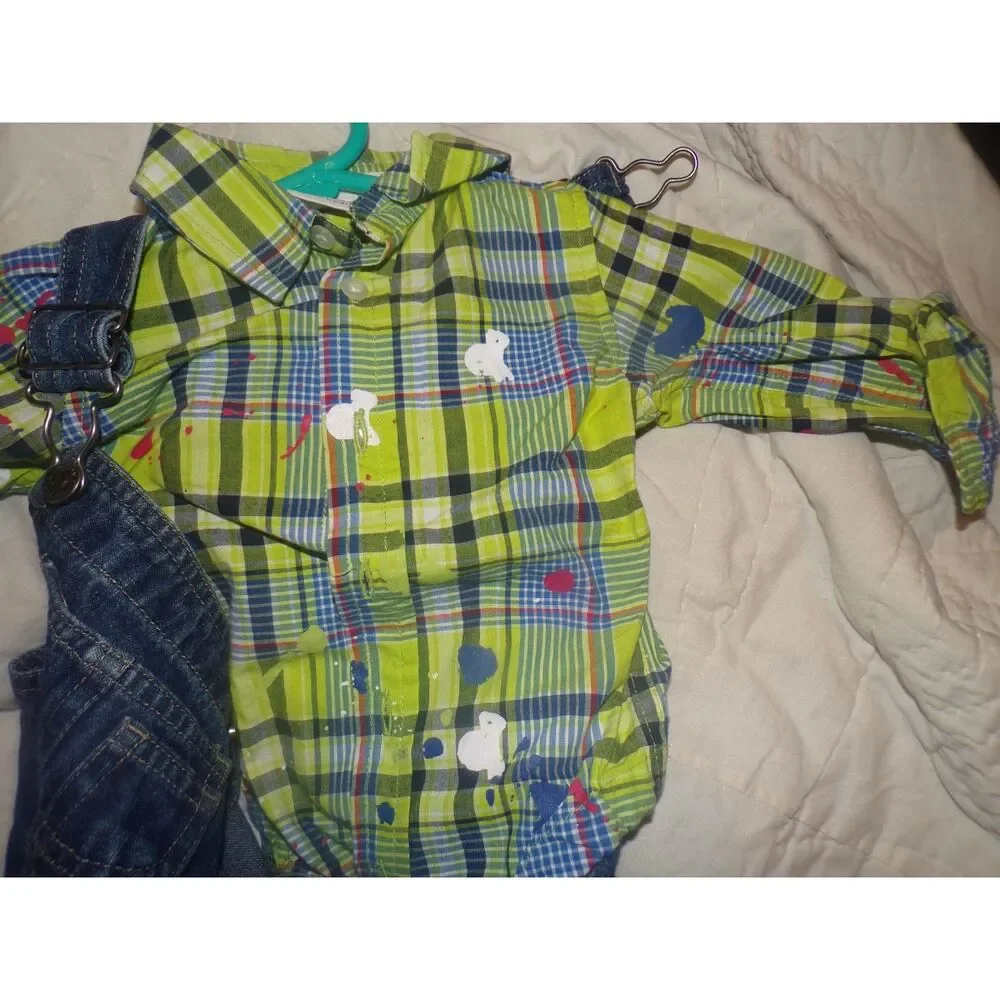 Heidi Klum Truly Scrumptious overalls and long sleeve shirt size 6 month
